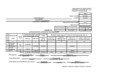 Форма ИНВ-26